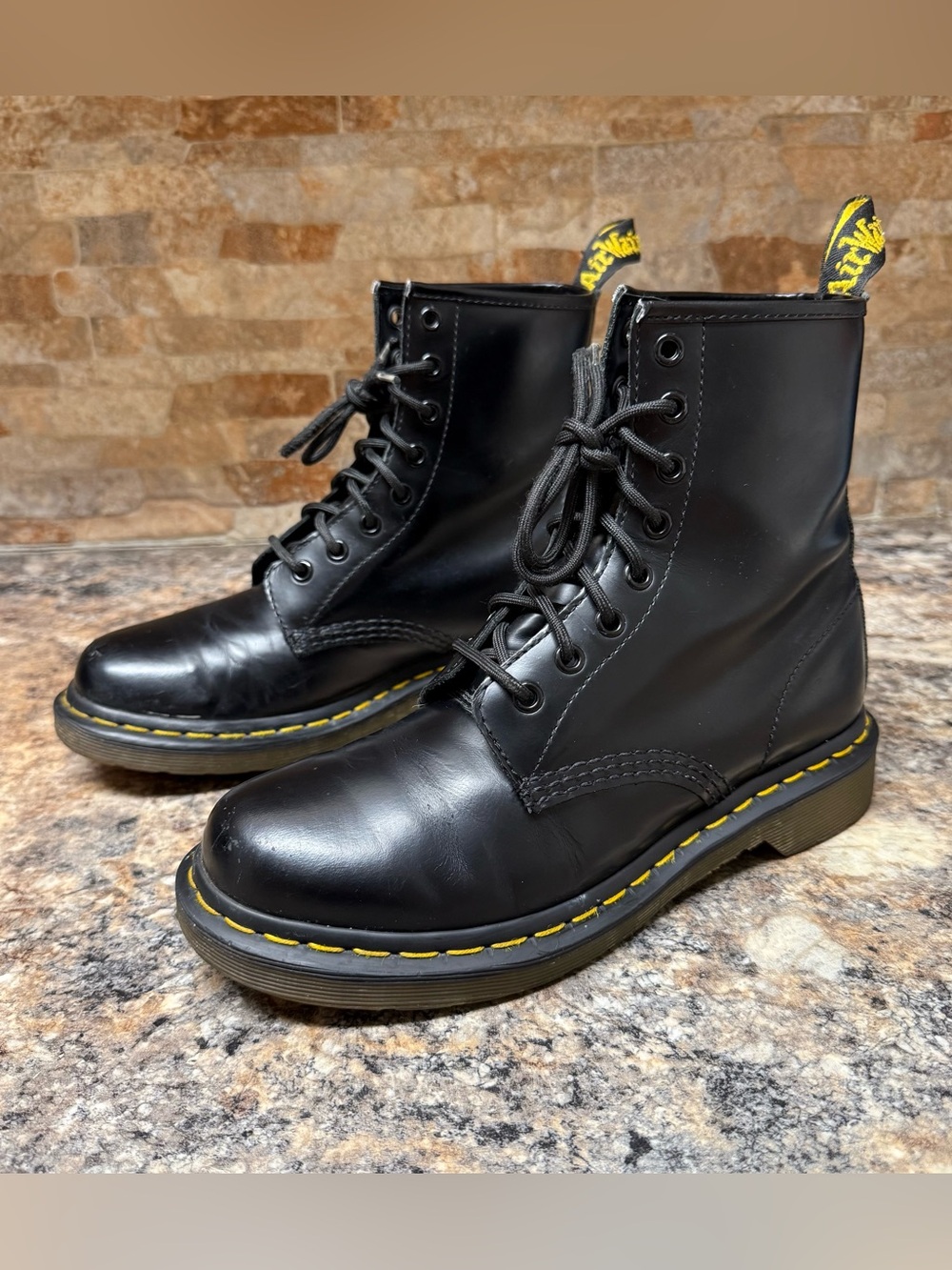 Doc Dr. Martens 1460 11821 Black Leather Combat Boots Lace-Up Women's US 8